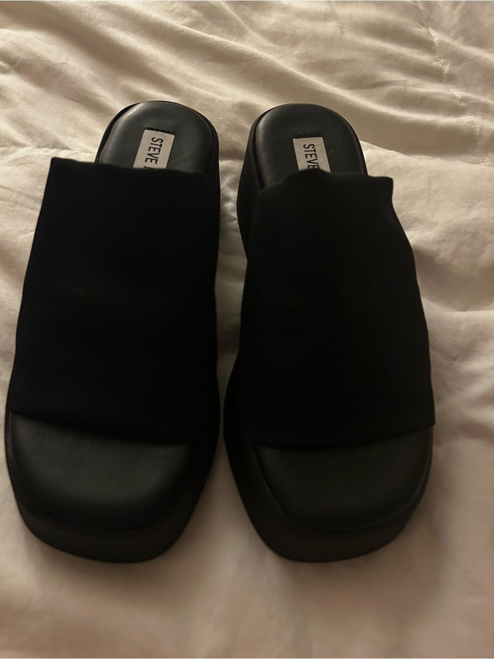 Steve Madden Black Wide Slide Sandals